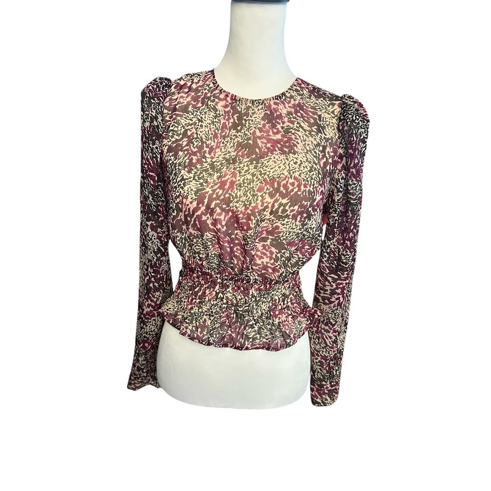 Express Women's Long Sleeve top Purple Tan Black XS
